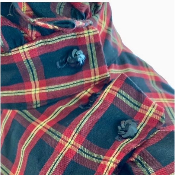 Vintage 80’s Red Plaid Ruffled Blouse - Picture 5 of 10